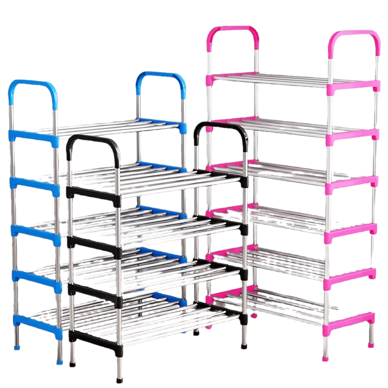 Sturdy Multi-Tier Metal Shoe Rack with Colorful Accents - Easy Assembly, Floor Standing Storage Shelf for Home Organization, Ideal for Shoes & More, Shoe Storage Organizer, Utility Racks