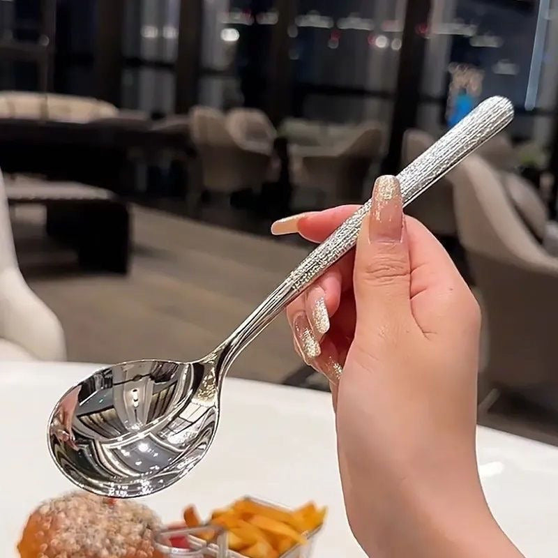 4pcs High-end Hammer Spoon, High-Grade Hotel Western Restaurant Soup Spoon, Home Use Spoon