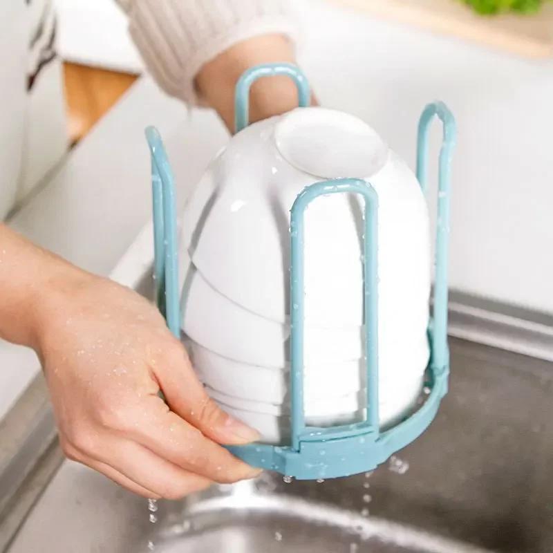 Space-Saving Kitchen Organizer - Durable Plastic Dish Rack with Drainage, Multi-Layer Storage for Bowls & Plates, Easy Clean Design in Fresh Colors