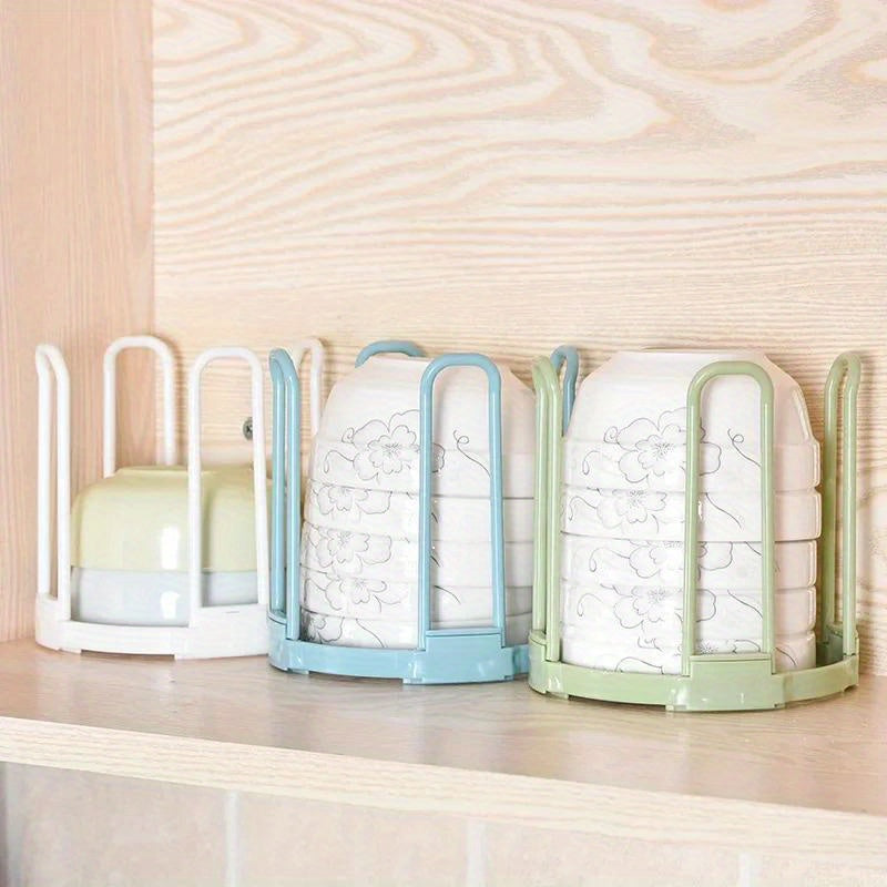 Space-Saving Kitchen Organizer - Durable Plastic Dish Rack with Drainage, Multi-Layer Storage for Bowls & Plates, Easy Clean Design in Fresh Colors