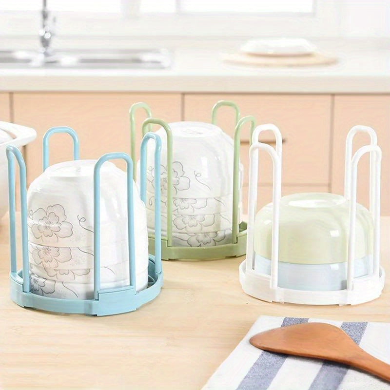 Space-Saving Kitchen Organizer - Durable Plastic Dish Rack with Drainage, Multi-Layer Storage for Bowls & Plates, Easy Clean Design in Fresh Colors