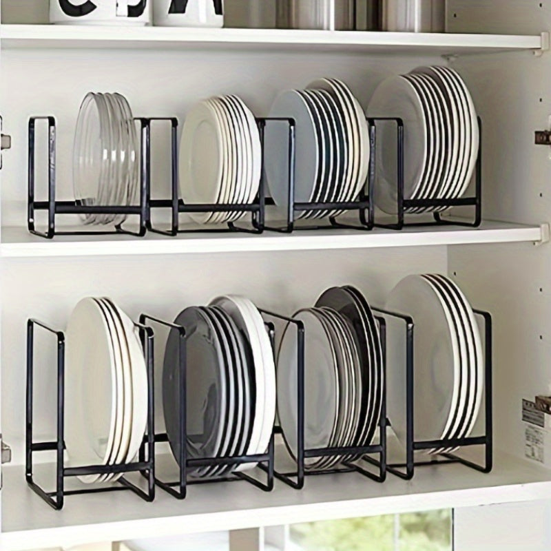 Rust-Proof Iron Kitchen Organizer - Vertical Countertop & Cabinet Storage for Plates, Bowls, Cups, Cutlery & Utensils, Space-Saving Insert Design with Multiple Hooks, Durable Dish Rack for Modern Kitchens, Kitchen Organizers And Storage