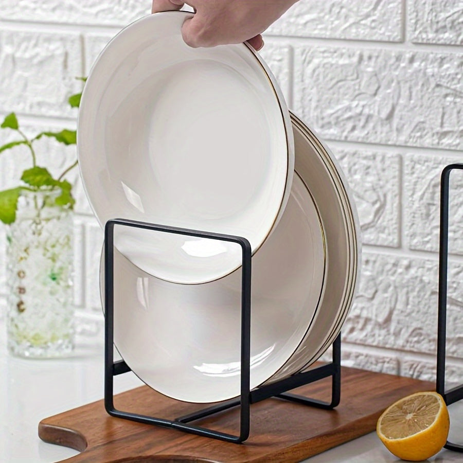 Rust-Proof Iron Kitchen Organizer - Vertical Countertop & Cabinet Storage for Plates, Bowls, Cups, Cutlery & Utensils, Space-Saving Insert Design with Multiple Hooks, Durable Dish Rack for Modern Kitchens, Kitchen Organizers And Storage