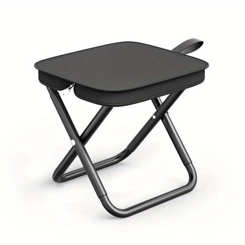 1pc Durable Iron Square Folding Stool, 265 lbs Load Capacity, Compact Design with Zippered Storage Pouch, Ideal for Outdoor Camping and Fishing, Camping Accessories