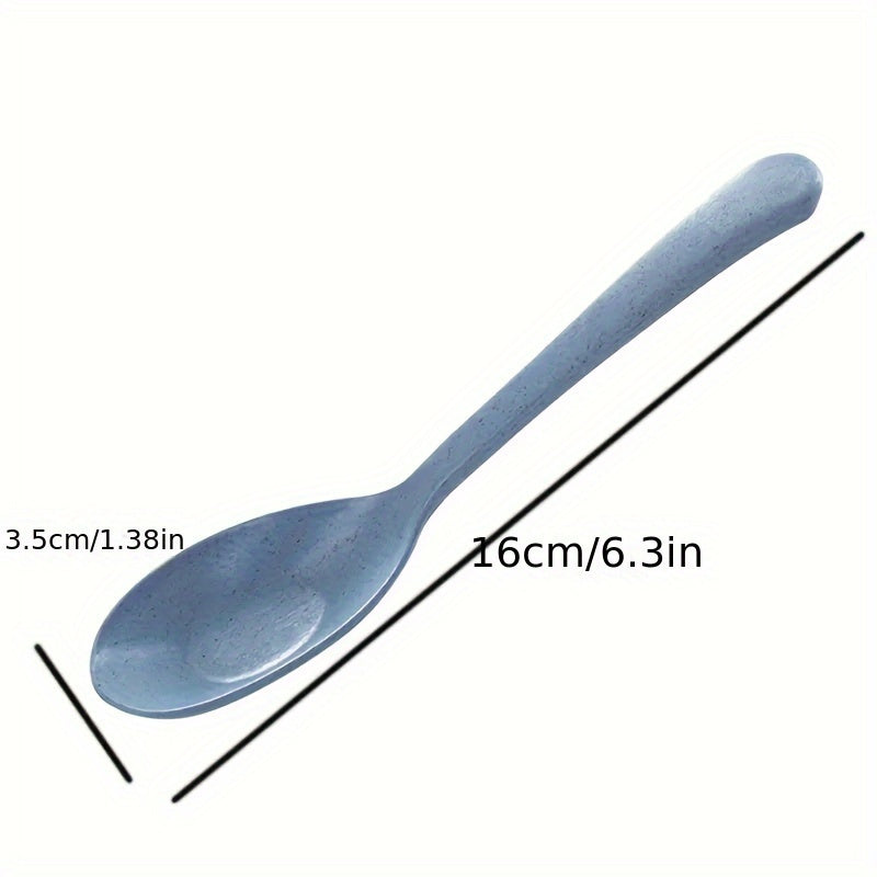 4pcs High-Quality Wheat Straw Long Handle Spoons - Light Green, Pink, White & Blue - Durable Plastic Kitchen Utensils for Cooking, Serving & Soup Lovers, Cooking Supplies | Pastel Kitchenware | Wheat Straw Plastic