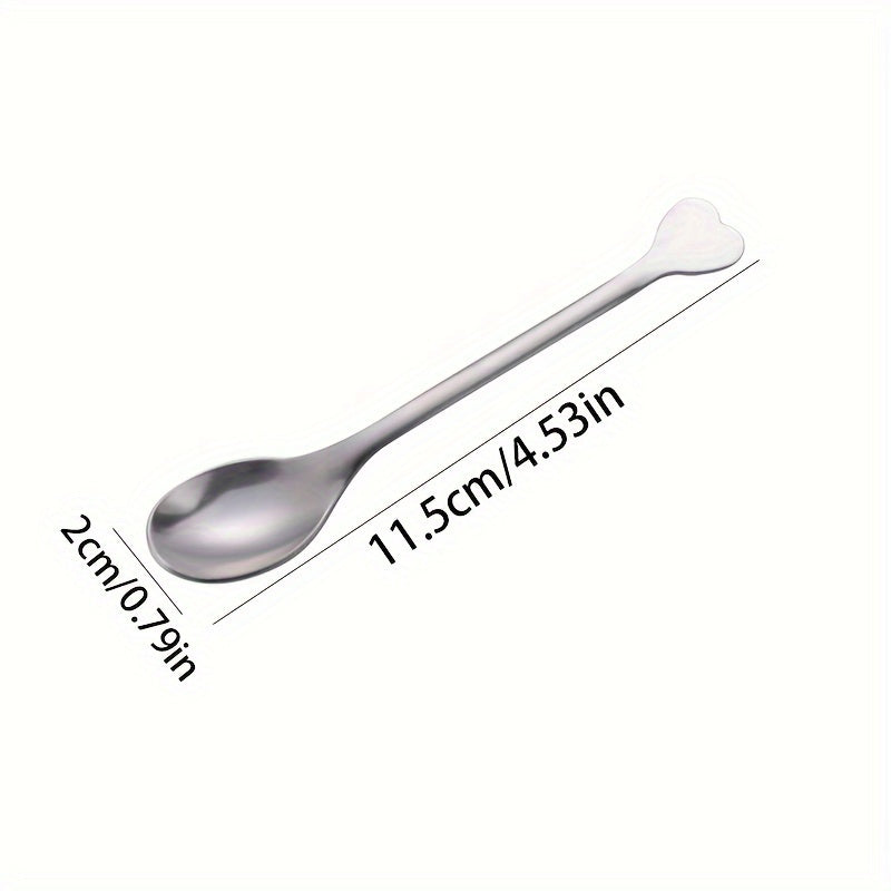 4 Pieces Stainless Steel Spoons with Heart-Shaped Handles: Perfect for Coffee, Tea, Soup, and More