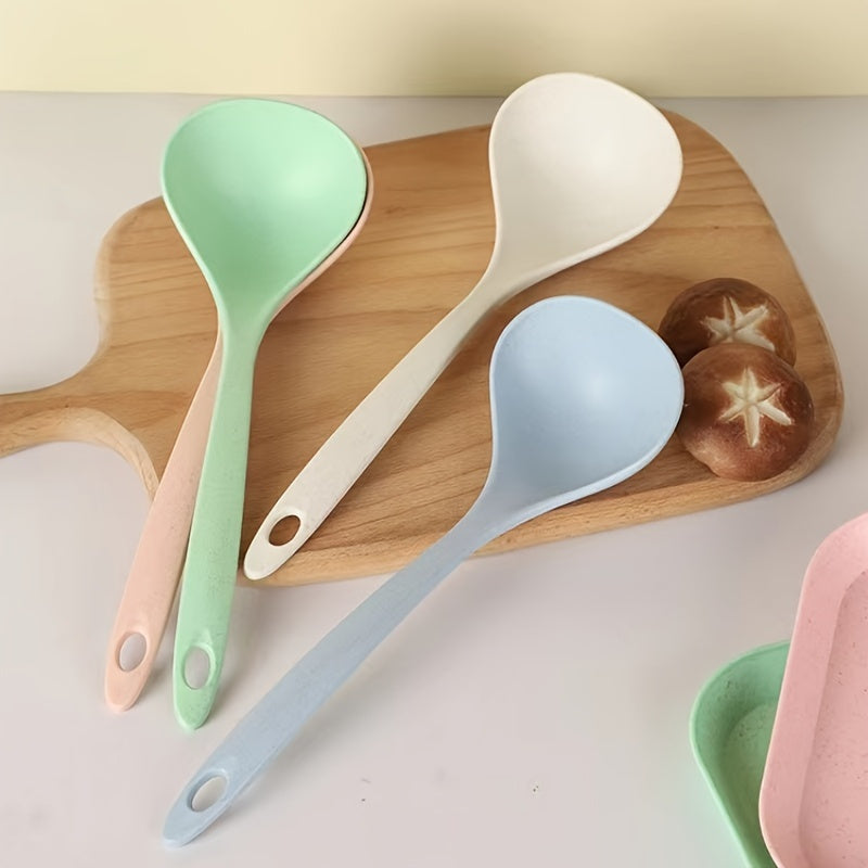 4pcs Long Handle Plastic Soup Spoons - Durable, Food-Safe Kitchen Utensils for Soups & Porridge