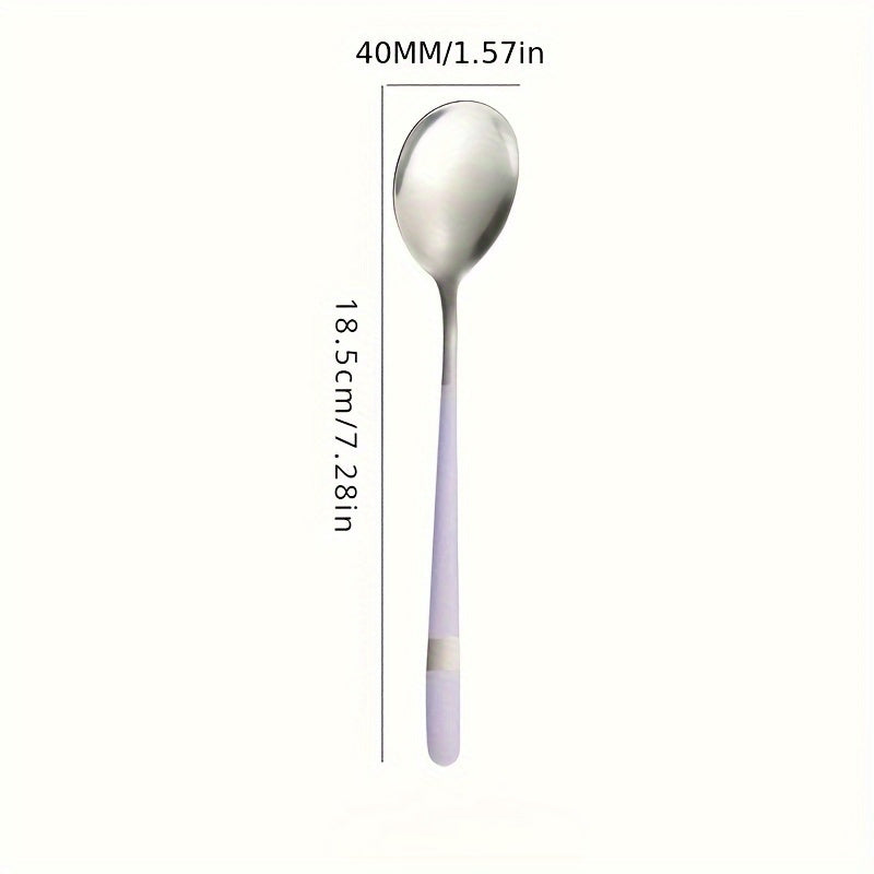 5pcs Premium Stainless Steel Spoon Set - Rust-Resistant, Long & Thick Handles for Easy Grip - Ideal for Family Gatherings, Potlucks & Restaurants