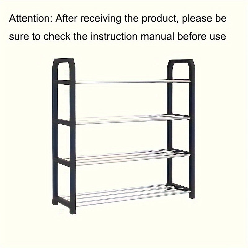 Space-Saving 4-Tier Shoe Organizer - Durable Metal and Plastic Dustproof Shoe Rack for Entryway, Bedroom, Living Room, Dormitory, with Vertical Storage Design, Shoe Storage Organize