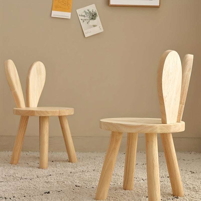 Chic Solid Wood Rabbit Ear Stool - Perfect for Shoe Changing, Living Room & Home Decor | Ideal for Parties & Entertainment