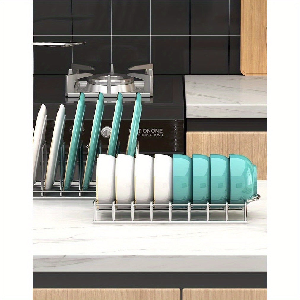 Space-Saving Stainless Steel Dish Drying Rack with Utensil Holder - 11.5\