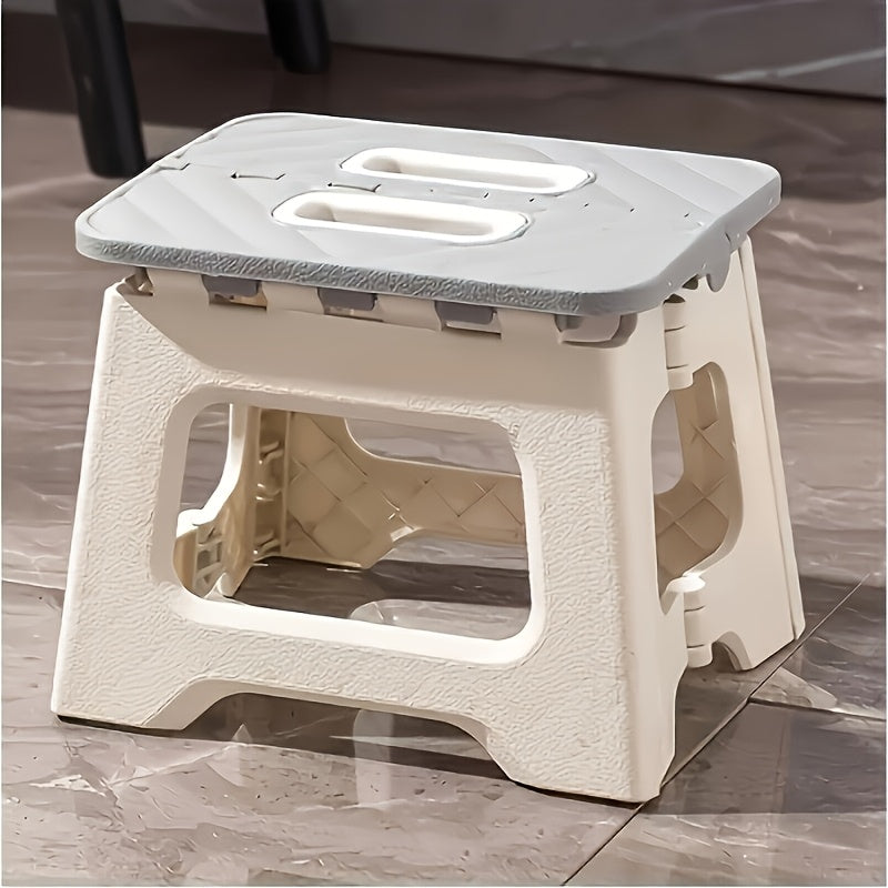 1pc Gray Folding Stool - Modern Style, Durable ABS Plastic, Portable & Compact Design for Indoor & Outdoor Use, No Assembly Needed, Lightweight & Easy to Store, Perfect for Camping, Picnics, and Home Decor, Stool Foldable
