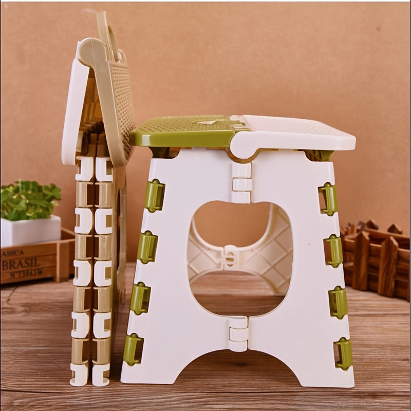 Portable Foldable Plastic Step Stool - Lightweight Durable Green Step Stool for Youngsters Adults, Indoor Outdoor Use, Compact Foldable Design with Ergonomic Handles, Portable Step Stool | Foldable Stool | Durable Plastic Stool