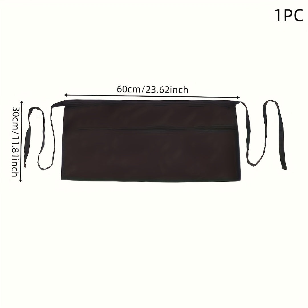 1pc Black Server Apron with 3 Pockets - Oil-Resistant Half Body Waist Skirt for Waitresses, Chefs, and Gardeners - Ideal for Cooking, Baking, and Seamstress Work