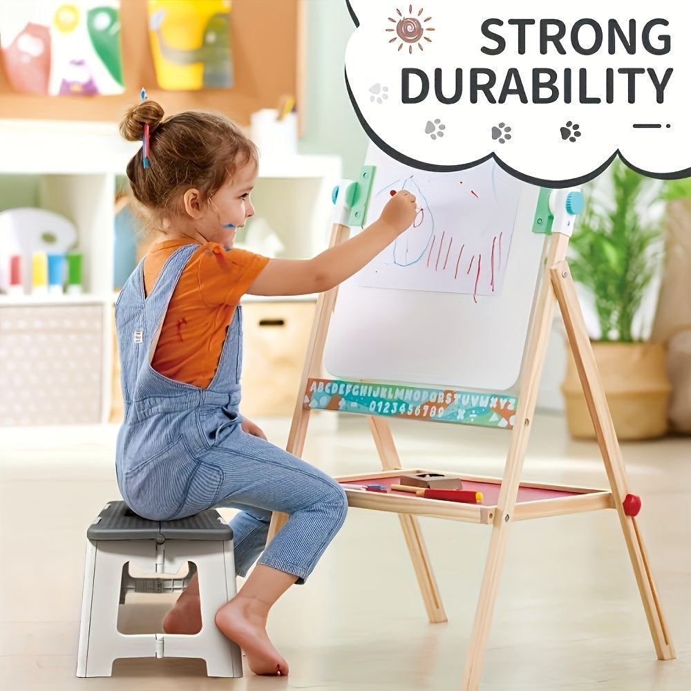 1pc Gray Folding Stool - Modern Style, Durable ABS Plastic, Portable & Compact Design for Indoor & Outdoor Use, No Assembly Needed, Lightweight & Easy to Store, Perfect for Camping, Picnics, and Home Decor, Stool Foldable