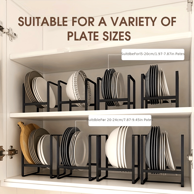 Space-Saving Iron Dish Rack - Black, Rust-Resistant Kitchen Organizer for Plates & Bowls, Countertop Storage Solution