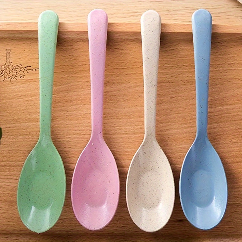 8pcs Long Handle Wheat Straw Spoon - Perfect for Kitchen Cooking and Soup Supplies, Valentine's Day Gifts