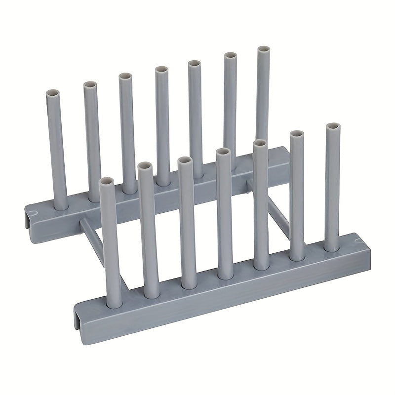 1pc Plastic Dish and Bowl Rack with Removable Storage - Kitchen Drainage Organizer for Plates, Pots, and Covers