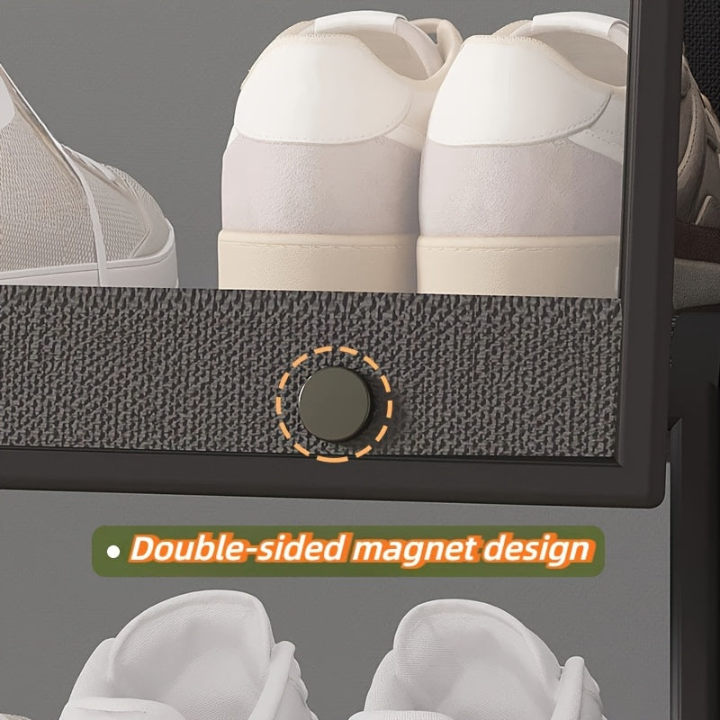 5-Tier Oversized Shoe Rack - Transparent Carbon Steel Modern Shoe Storage Organizer with Sturdy Metal Frame, Multi-Layer Design for Bedroom, Garage, Office - Space-Saving Durable Shoe Cabinet, Shoe Organizer Storage, Bedroom Organizer, Sleek Material
