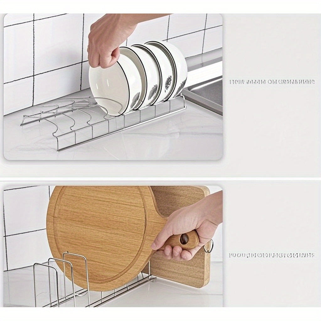 Space-Saving Stainless Steel Dish Drying Rack with Utensil Holder - 11.5\