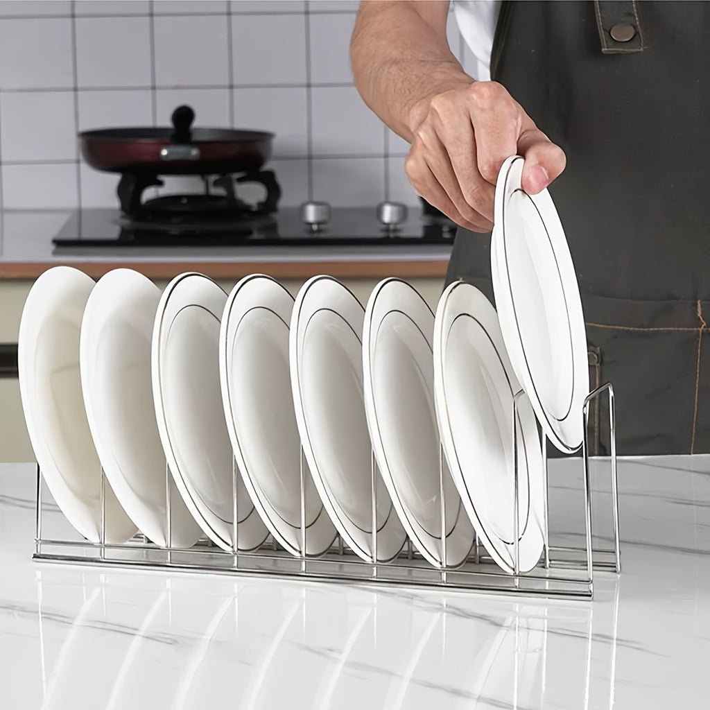 2pcs Stainless Steel Dish Rack for Kitchen - Multi-Tiered Plate and Bowl Organizer with Drainage, Space-Saving Countertop Storage for Dishes, Utensils, and Cookware, Dish Drying Rack