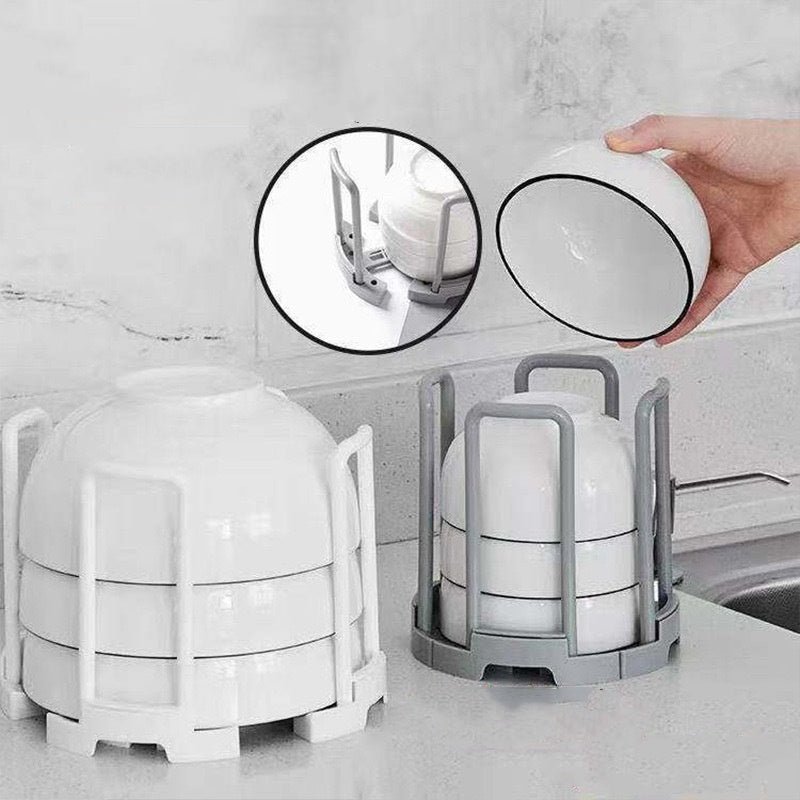 Space-Saving Plastic Dish Rack - Easy to Clean, Multi-Compartment Kitchen Organizer for Bowls and Plates, Countertop Storage Solution, Kitchen Organizers And Storag