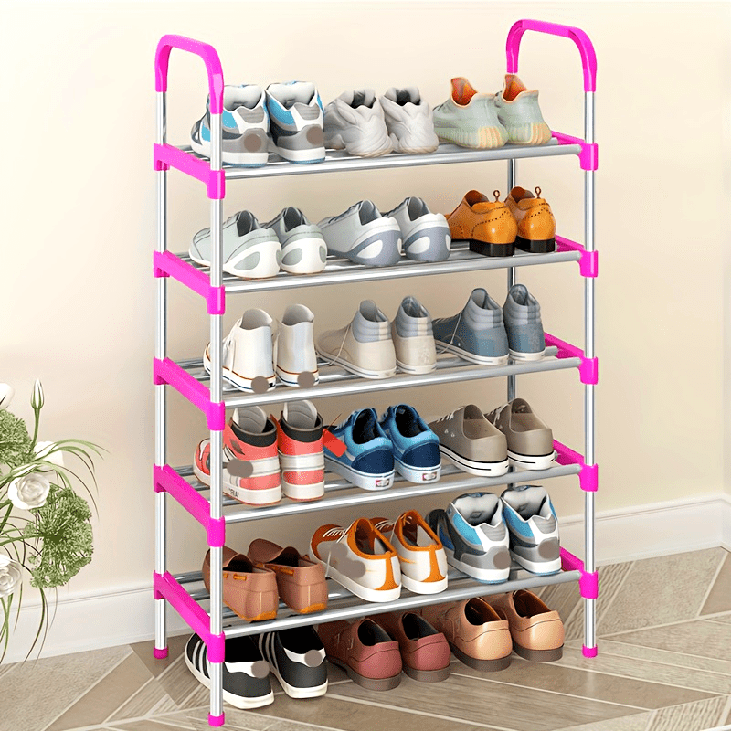 Sturdy Multi-Tier Metal Shoe Rack with Colorful Accents - Easy Assembly, Floor Standing Storage Shelf for Home Organization, Ideal for Shoes & More, Shoe Storage Organizer, Utility Racks