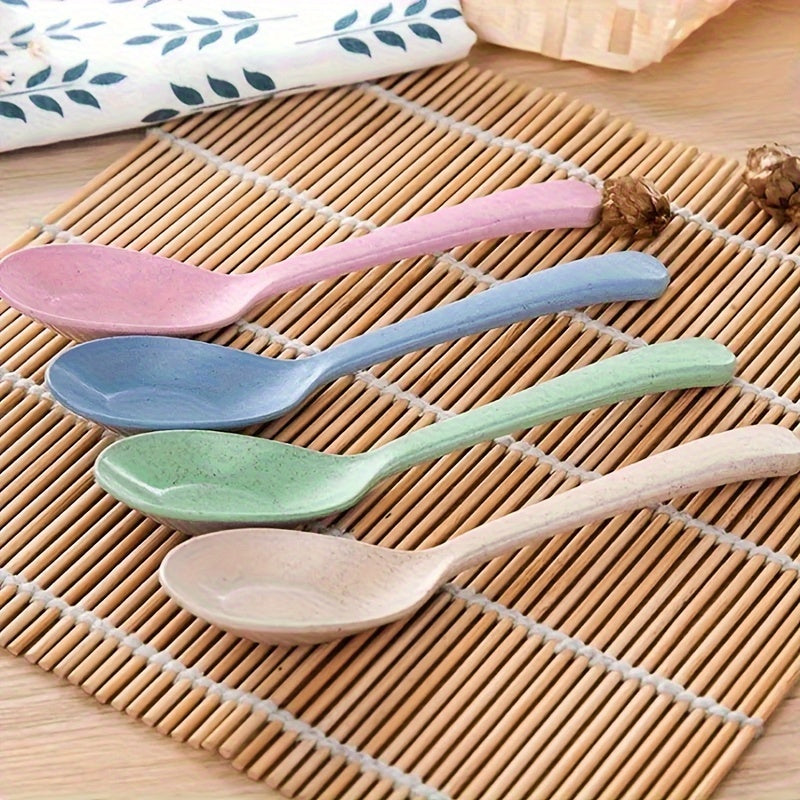 8pcs Long Handle Wheat Straw Spoon - Perfect for Kitchen Cooking and Soup Supplies, Valentine's Day Gifts