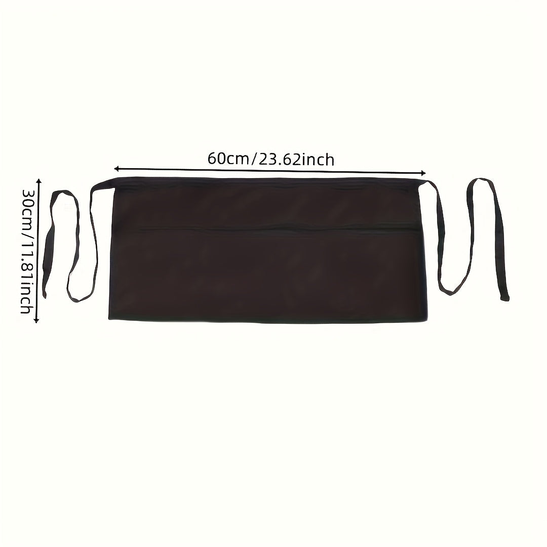 1pc Black Server Apron with 3 Pockets - Oil-Resistant Half Body Waist Skirt for Waitresses, Chefs, and Gardeners - Ideal for Cooking, Baking, and Seamstress Work