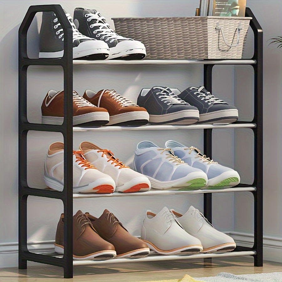 Space-Saving 4-Tier Shoe Organizer - Durable Metal and Plastic Dustproof Shoe Rack for Entryway, Bedroom, Living Room, Dormitory, with Vertical Storage Design, Shoe Storage Organize