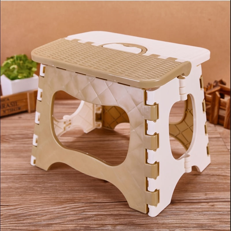Portable Foldable Plastic Step Stool - Lightweight Durable Green Step Stool for Youngsters Adults, Indoor Outdoor Use, Compact Foldable Design with Ergonomic Handles, Portable Step Stool | Foldable Stool | Durable Plastic Stool