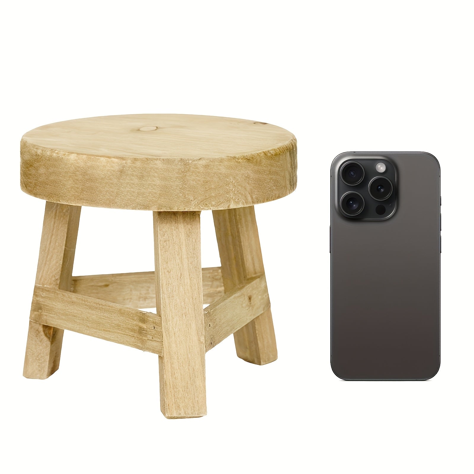 Modern Wooden Round Pedestal Stool - Mini Display Stand for Succulent & Plant - Decorative High Stool for Balcony, Patio, and Home Decor, Gift for Mother'S Day, Home Decor Stool | Natural Wooden Finish | Durable Wooden Stool