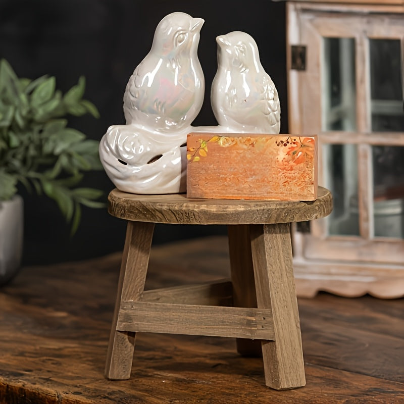 Modern Wooden Round Pedestal Stool - Mini Display Stand for Succulent & Plant - Decorative High Stool for Balcony, Patio, and Home Decor, Gift for Mother'S Day, Home Decor Stool | Natural Wooden Finish | Durable Wooden Stool