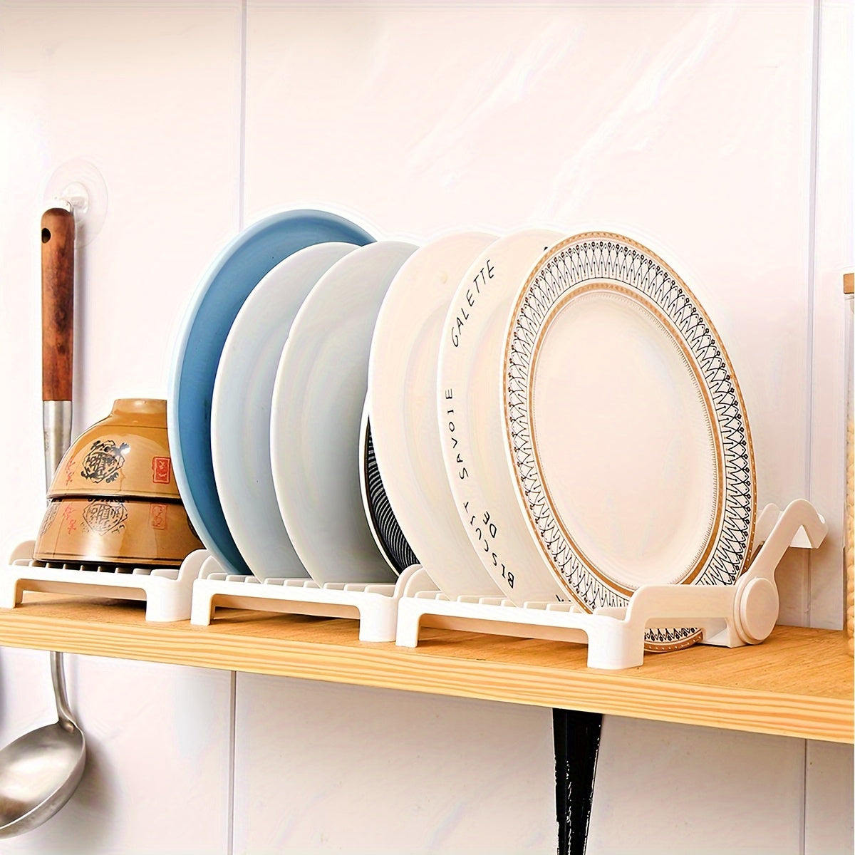 1pc Foldable Dish Rack - Space-Saving Kitchen Organizer, Durable PP Plastic Plate & Bowl Holder with Drainage Design, Compact White Countertop Storage for Small Kitchens, Minimalist Design | Practical Design