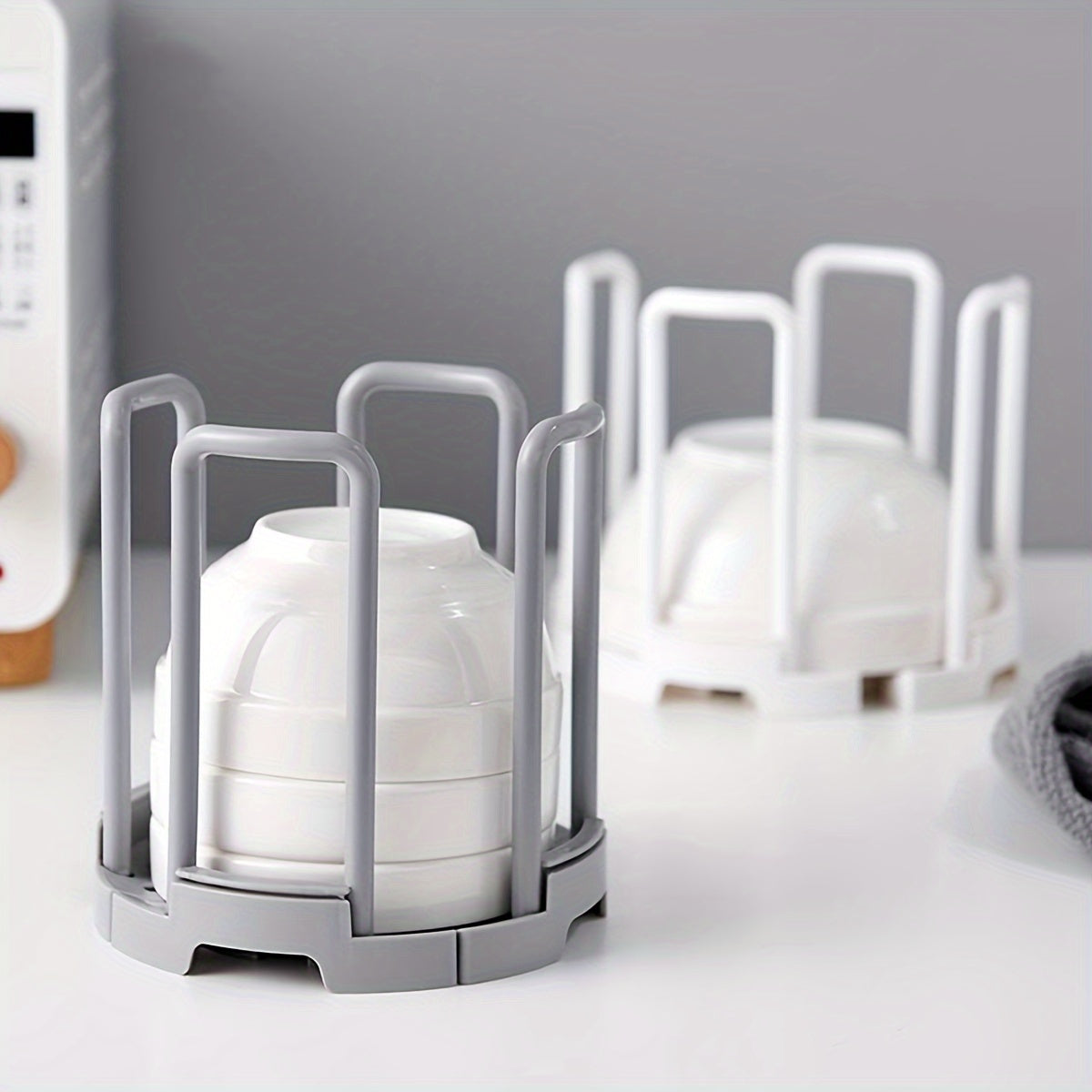 1pc Adjustable Plastic Kitchen Dish Rack, Detachable\u002FRetractable, Space-Saving, Moisture-Proof Plate and Bowl Storage Organizer, 5.83in*5.51in