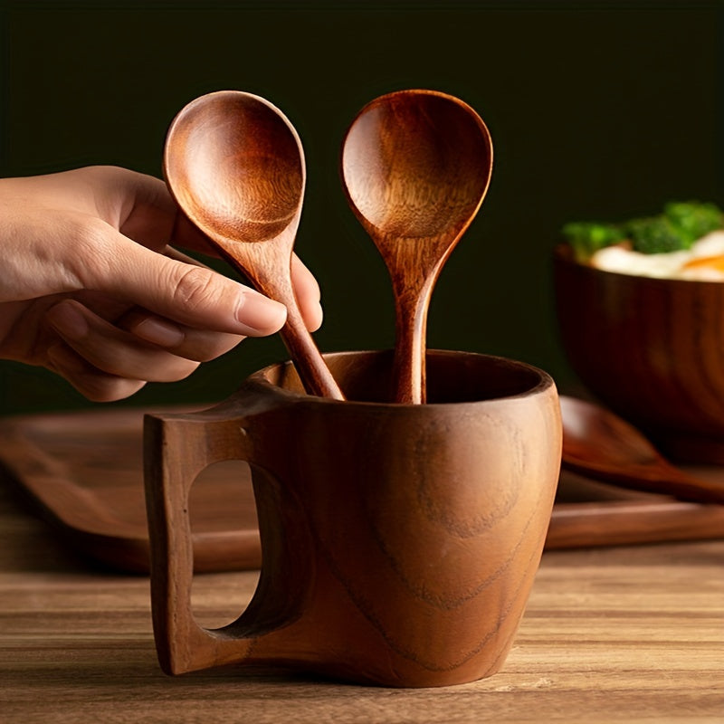 4pcs, Modern Reusable Wooden Spoons Set for Dinner, Coffee, Milk, and Dessert - Perfect for Parties and Kitchen Gadgets