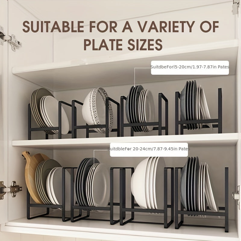 Space-Saving Iron Dish Rack - Black, Rust-Resistant Kitchen Organizer for Plates & Bowls, Countertop Storage Solution